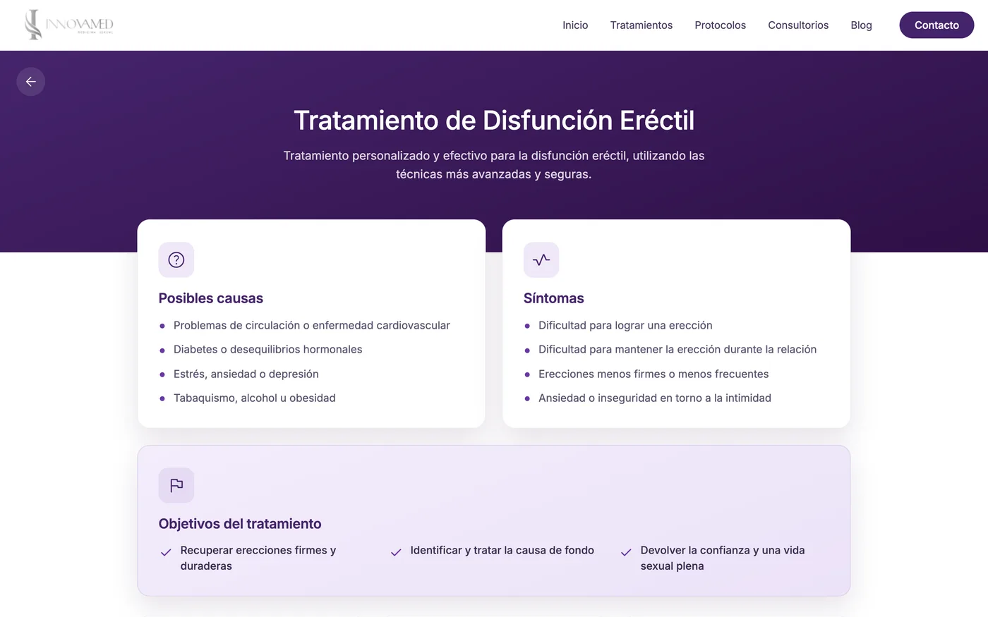 Innovamed — DETAIL — the causes / symptoms / goals content schema