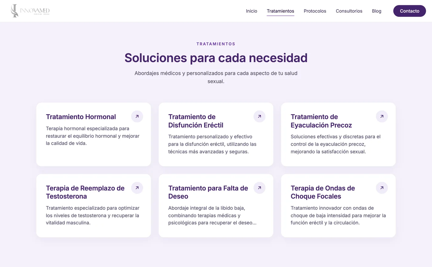 Innovamed — TREATMENTS — the photo-free card system in place